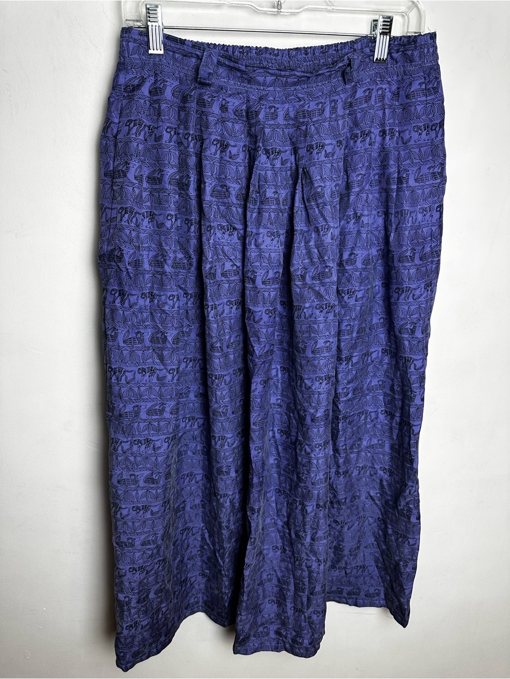 Vintage 100% Silk Maxi Skirt Women's Medium Diane Gilman Safari Print Pockets